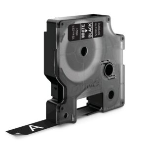 Dymo D1 45021 12mm (0.5") White on Black Compatible Label Tape