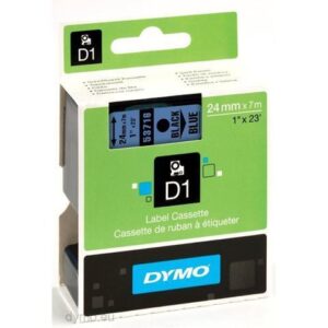 Dymo D1 53716 24mm (1") Black on Blue Polyester Tape, Compatible