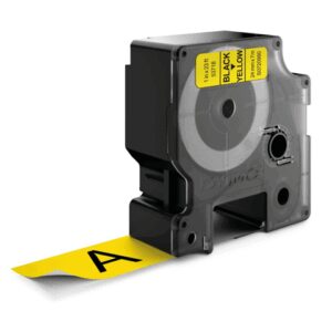 Dymo D1 53718 24mm (1") Black on Yellow Polyester Tape, Compatible