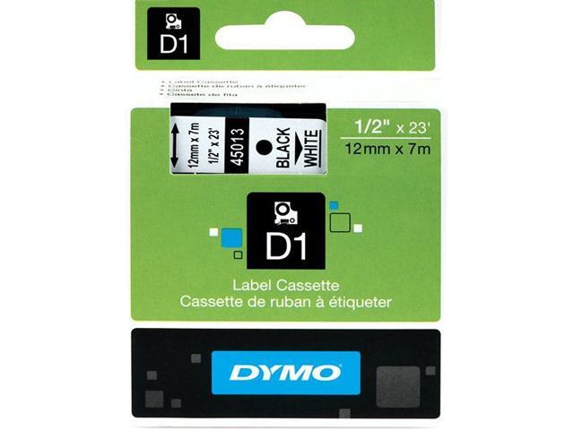 DYMO D1 Standard Tape Cartridge for Dymo Label Makers, 1/2in x 23 ft, Black on White (45013)