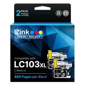 E-Z Ink Compatible Ink Cartridge Replacement for Brother LC-103XL LC103XL LC103 XL LC103BK High Yield Compatible with DCP-J4110DW DCP-J152W MFC-J285DW MFC-J870DW MFC-J245...