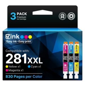 E-Z Ink Compatible Ink Cartridge Replacement for Canon CLI-281XXL 281 XXL Compatible with PIXMA TR7520 TR8520 TS6120 TS6220 TS8120 TS8220 TS9120 TS9520 TS9521C Printer (3 Pack)