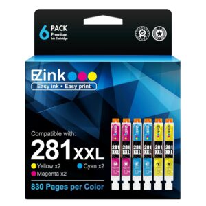 E-Z Ink Compatible Ink Cartridge Replacement for Canon CLI-281XXL 281 XXL for PIXMA TR7520 TR8520 TS6320 TS6120 TS6220 TS8120 TS8220 TS9120 TS9520 TS9521C Printer (Cyan,...