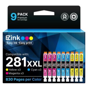 E-Z Ink Compatible Ink Cartridge Replacement for Canon CLI-281XXL CLI281XXL 281XXL to use with TR7520 TR8520 TS6120 TS6220 TS6320 TS8120 TS8220 TS9120 TS9520 TS9521C TS702...