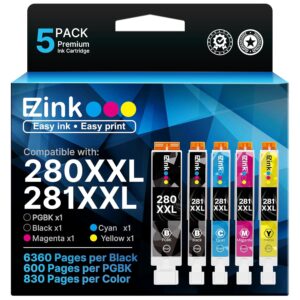 E-Z Ink Compatible Ink Cartridge Replacement for Canon PGI-280XXL CLI-281XXL 280 XXL 281 XXL Compatible with TR8620a TR8620 TS702a TS9520 TS9521C TR8520 TS6220 TS6320 TS8220 (5...