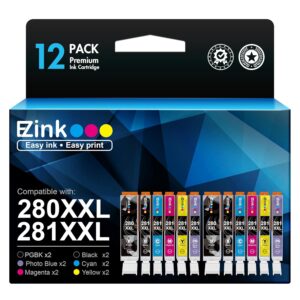 E-Z Ink Compatible Ink Cartridge Replacement for Canon PGI-280XXL CLI-281XXL PGI 280XXL CLI 281XXL to use with PIXMA TS9120 TS8120 TS8220 (PGBK, Black, Photo Blue, Cyan,...