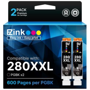 E-Z Ink Compatible Ink Cartridge Replacement for Canon PGI-280XXL PGI 280 XXL Compatible with PIXMA TR7520 TR8520 TS6120 TS6220 TS8120 TS8220 TS9120 TS9520 TS9521C Printer (2 PGBK)
