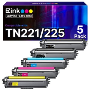 E-Z Ink Compatible TN221 TN225 Toner Cartridge Replacement for Brother TN-221 TN-225 to Use with MFC-9130CW HL-3170CDW MFC-9340CDW HL-3140CW MFC-9330CDW (2 Black 1 Cyan 1...
