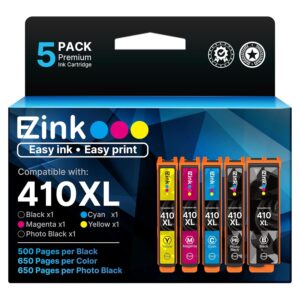 E-Z Ink Remanufactured for Epson 410XL 410 XL T410XL Ink Cartridges to use with Expression XP-640 XP-830 XP-7100 XP-530 XP-630 XP-635 Printer (Black, Cyan, Magenta, Yellow,...