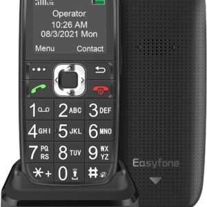 Easyfone Prime-A6 4G SIM-Free Unlocked Feature Mobile Phone, Easy-to-Use Clear Sound GSM Dumbphone with an Easy Charging Dock