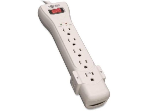 Eaton Tripp Lite Series Protect It! 7-Outlet Surge Protector, 7 ft. Cord with Right-Angle Plug, 2160 Joules, Diagnostic LEDs, Light Gray Housing - 7 x Eaton Tripp Lite Series Protect It! 7-Outlet Surge Protector, 7 ft. Cord with Right-Angle Plug, 2160 Joules, Diagnostic LEDs, Light Gray Housing - 7 x