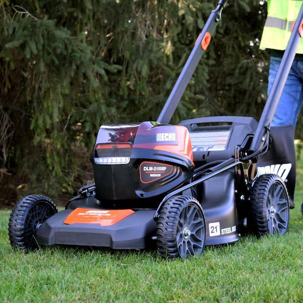 ECHO 56V 21 in. Cordless Battery 3-in-1 Walk Behind Self-Propelled Lawn Mower w/ (2) 5Ah Batteries and Rapid Charger DLM-2100SPR2-2