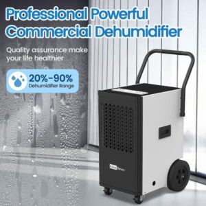 Edendirect 174 pt. 6,000 sq. ft. Buckless Industrial Dehumidifier in White with Drain Hose and Pump for Basement, ETL Ceritified ZCIOJEBW0409D