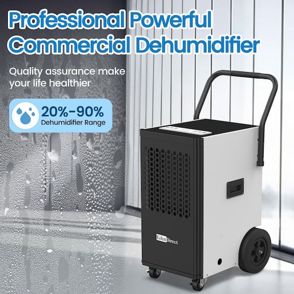 Edendirect 174 pt. 6,000 sq. ft. Buckless Industrial Dehumidifier in White with Drain Hose and Pump for Basement, ETL Ceritified ZCIOJEBW0409D