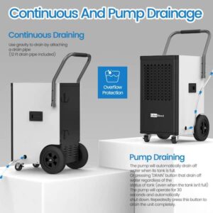 Edendirect 174 pt. 6,000 sq. ft. Buckless Industrial Dehumidifier in White with Drain Hose and Pump for Basement, ETL Ceritified ZCIOJEBW0409D