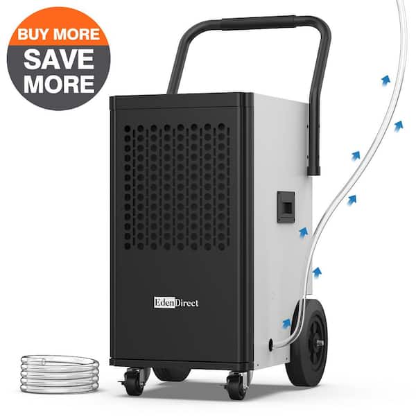 Edendirect 174 pt. 6,000 sq. ft. Buckless Industrial Dehumidifier in White with Drain Hose and Pump for Basement, ETL Ceritified ZCIOJEBW0409D Edendirect 174 pt. 6,000 sq. ft. Buckless Industrial Dehumidifier in White with Drain Hose and Pump for Basement, ETL Ceritified ZCIOJEBW0409D
