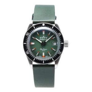 Edox Skydiver Special Edition Green Dial Automatic 300M Mens Watch & Extra Strap