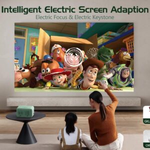 【Electric Focus with Remote】 Projector 4K with WiFi 6 and Two-Way Bluetooth, Mini Portable Projecteur, Native 1080P Outdoor Movie Projector for Phone/TV Stick/Video...