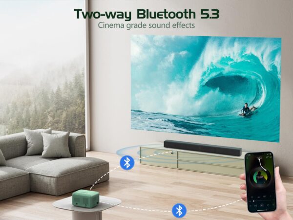 【Electric Focus with Remote】 Projector 4K with WiFi 6 and Two-Way Bluetooth, Mini Portable Projecteur, Native 1080P Outdoor Movie Projector for Phone/TV Stick/Video...