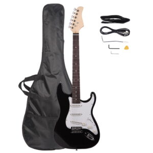 Electric Guitar Rosewood Fingerboard Black w/ White