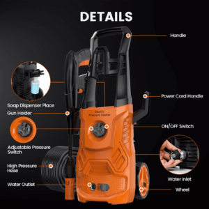 Electric Pressure Washer,4200PSI Max 2.6 GPM Power Washer with 23 ft Hose,Adjustable Nozzle 0-120°,Foam Cannon, Car Washing Gloves,Portable for Clean Vehicles,...