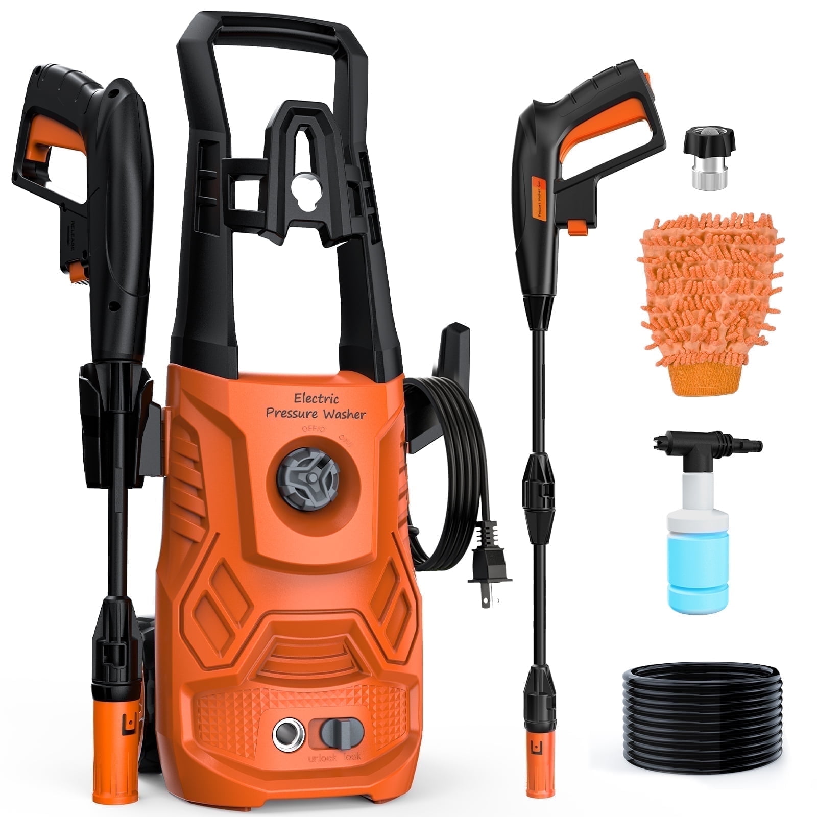 Electric Pressure Washer,4200PSI Max 2.6 GPM Power Washer with 23 ft Hose,Adjustable Nozzle 0-120°,Foam Cannon, Car Washing Gloves,Portable for Clean Vehicles,...