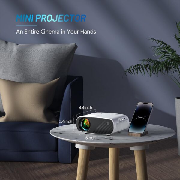 ELEPHAS Mini Projector with Projector Stand - Movie Projector with 8000L and Full HD 1080P, 50% Zoom, Home Theater Projector Compatible with TV Stick, Video Games, HDMI, USB,...