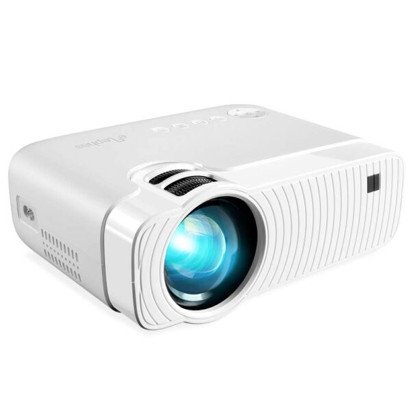 ELEPHAS Mini Projector with Projector Stand - Movie Projector with 8000L and Full HD 1080P, 50% Zoom, Home Theater Projector Compatible with TV Stick, Video Games, HDMI, USB,...