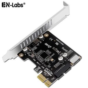 EN-Labs PCIe to USB 3.2 5Gbps Type-E A Key & USB 3.0 20Pin Motherboard Header Expansion Card for Front Panel ,PCIe Express to USB Internal Connector