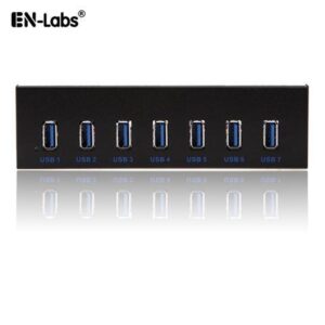 EnLabs FP525U37M PC Case 5.25 inch front panel 7 Ports USB 3.0 USB Hub w/ Molex 4pin Power Connecor(USB 3.0 20pin Connector & 2.6ft Adapter Cable)