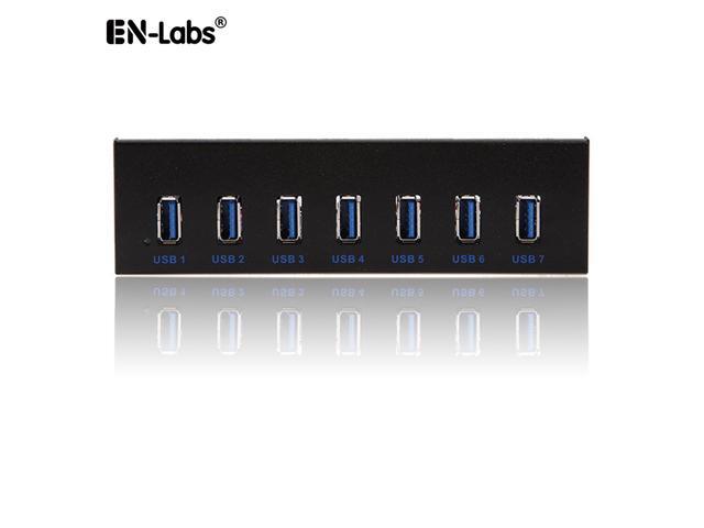 EnLabs FP525U37M PC Case 5.25 inch front panel 7 Ports USB 3.0 USB Hub w/ Molex 4pin Power Connecor(USB 3.0 20pin Connector & 2.6ft Adapter Cable)