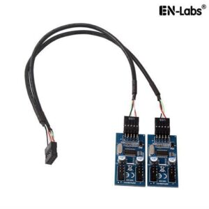 Enlabs INU29P1X4 Motherboard USB 2.0 9pin Header 1 to 4 Extension Hub Splitter Adapter - Converter MB USB 2.0 Male to 2 Male - 30CM USB 9-pin Internal