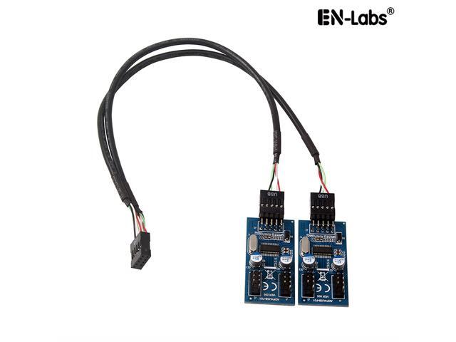 Enlabs INU29P1X4 Motherboard USB 2.0 9pin Header 1 to 4 Extension Hub Splitter Adapter - Converter MB USB 2.0 Male to 2 Male - 30CM USB 9-pin Internal