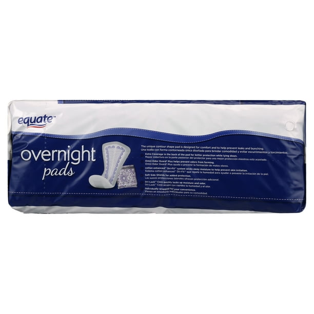 Equate Options Women's Incontinence Pads, Unscented, Overnight (120 Count)