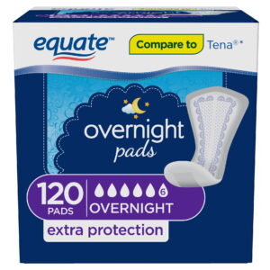 Equate Options Women's Incontinence Pads, Unscented, Overnight (120 Count)