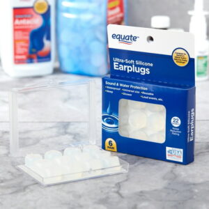 Equate Ultra-Soft Silicone Ear Plugs, Sound and Water Protection, 22dB Noise Reduction Rating, 6 Pair, Compare to Mack's® Pillow Soft® Silicone Putty Earplugs