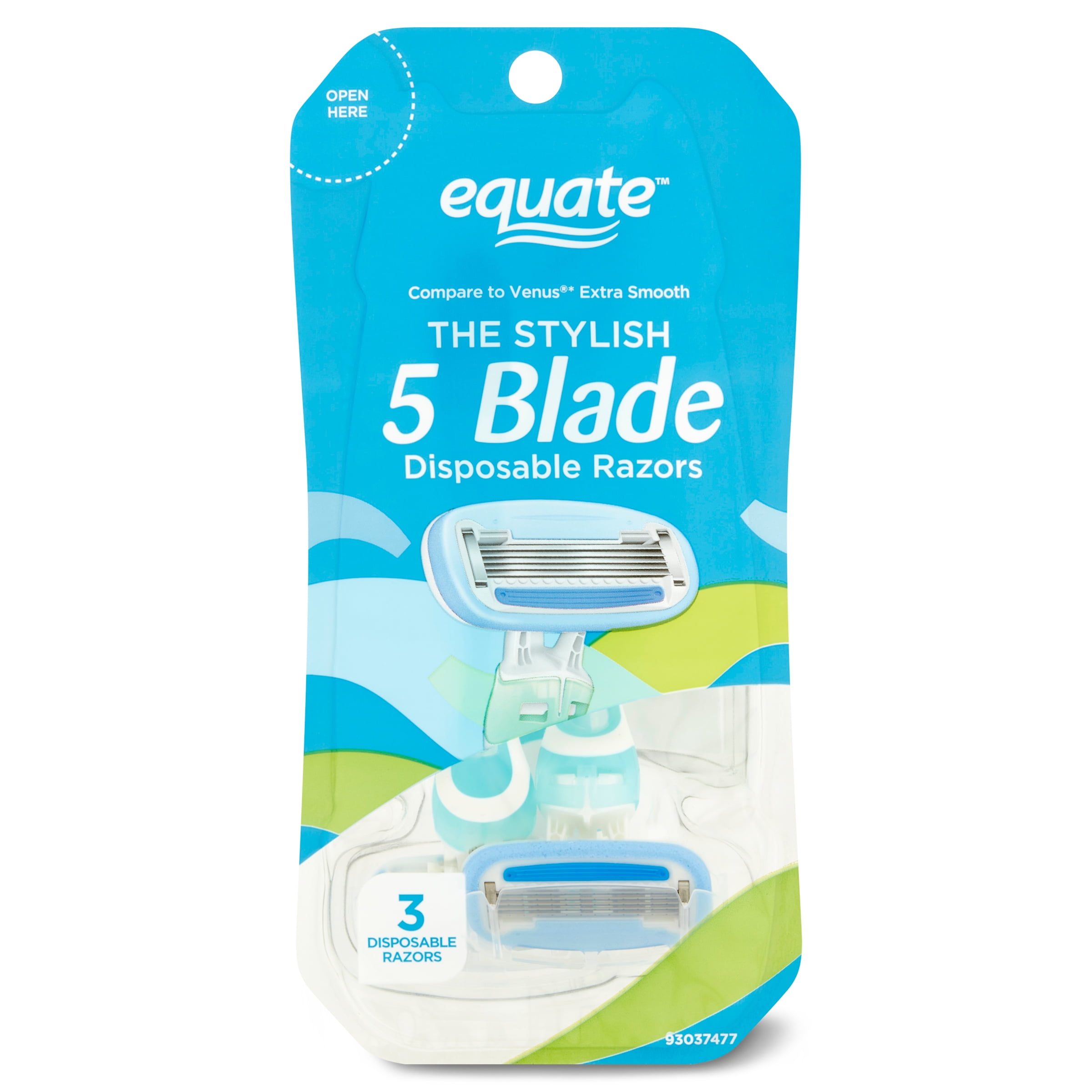 Equate Women's 5 Blade Disposable Razors (3 Count), Compare to Gillette® Venus® Extra Smooth