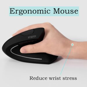 Ergonomic Mouse, Computer Mice, 2.4G Vertical Mouse, 800/1200/1600 DPI, 6 Buttons, Suitable for Laptops, Desktops PC、 Computer - Black