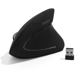 Ergonomic Mouse, Computer Mice, 2.4G Vertical Mouse, 800/1200/1600 DPI, 6 Buttons, Suitable for Laptops, Desktops PC、 Computer - Black
