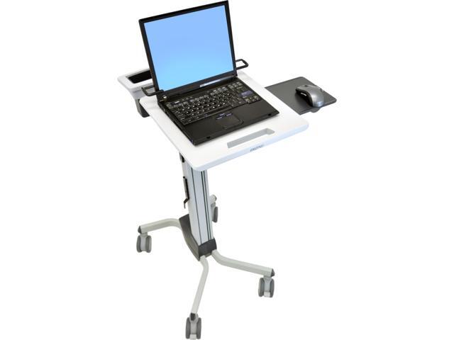 Ergotron 24-205-214, Neo-Flex 24-205-214 Laptop Cart, NO Basket Included - 15 lb Capacity - 4 Casters - Aluminum, Plastic, Steel - 28.8" Width x 47.8"