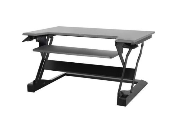 Ergotron - 33-418-085 - Ergotron WorkFit-TL, Sit-Stand Desktop Workstation - TAA Compliant Version - Dark Gray Rectangle Ergotron - 33-418-085 - Ergotron WorkFit-TL, Sit-Stand Desktop Workstation - TAA Compliant Version - Dark Gray Rectangle