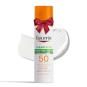 Eucerin Sun Clear Skin (Oil Control) SPF 50 Face Sunscreen Lotion, Hypoallergenic, Fragrance Free Sunscreen SPF 50 with Oil-Absorbing Minerals, 2.5 Fl Oz Bottle