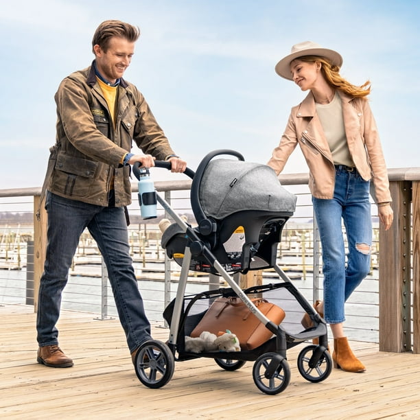 Evenflo Omni Plus Modular Travel System with LiteMax Sport Rear-Facing Infant Car Seat, Hyperion Red, 22lb