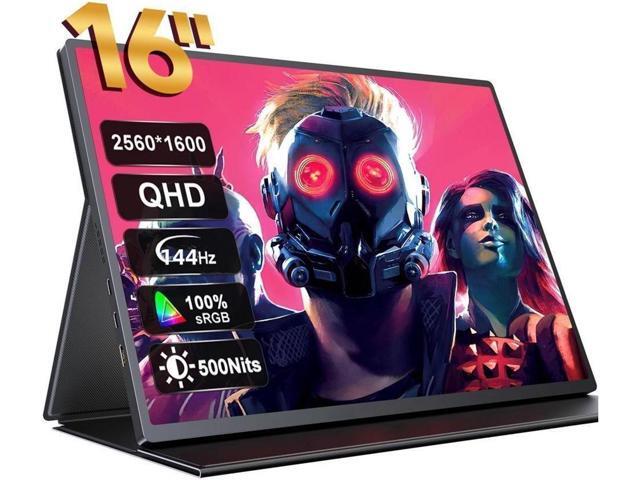 EVICIV 2K 144Hz Portable Gaming Monitor 16" 2560x1600 QHD Portable Monitor HDR FreeSync Laptop Monitor w/VESA & Smart Case Matte IPS Eye Care External