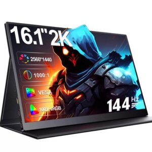 EVICIV QHD 16.1" 2K 144Hz Portable Monitor Gaming Monitor Screen USB C Screen VESA 100%sRGB For Game PS 4 5