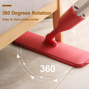 Eyliden Spray Wet Mop with 2 Microfiber Mop Pads for Wood, Tile, Marble Floor Cleaning, Red