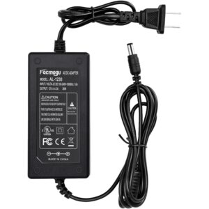 Facmogu DC 12V 3A Power Adapter, 100-240V AC to DC 12V 3A 36W Power Suppy with Barrel Connector 5.5x2.5mm & 5.5x2.1mm, 12 Volt 3 Amp Desktop Adpater 12V 3A Switching Transformer...