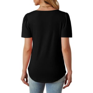 Fantaslook Women Blouses Dressy Casual Summer Short Sleeve Shirts Crew Neck Pleated Tunic Tops