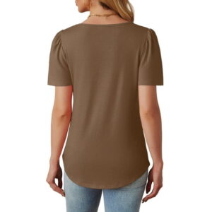 Fantaslook Women Blouses Dressy Casual Summer Short Sleeve Shirts Crew Neck Pleated Tunic Tops