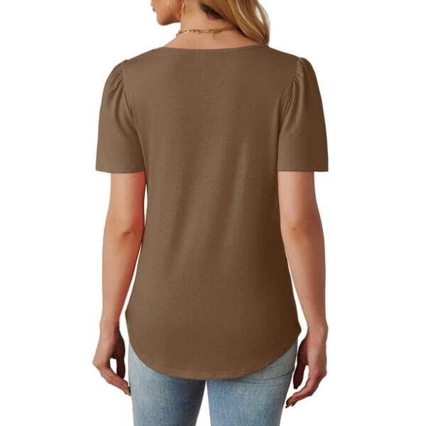 Fantaslook Women Blouses Dressy Casual Summer Short Sleeve Shirts Crew Neck Pleated Tunic Tops